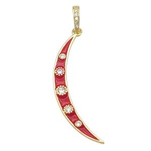 copper Moon pendant with red enamel, gold plated, approx 4-34mm [FN25838]