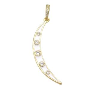 copper Moon pendant with white enamel, gold plated, approx 4-34mm [FN25839]