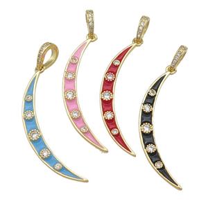 copper Moon pendant with enamel, gold plated, mixed, approx 4-34mm [FN25841]