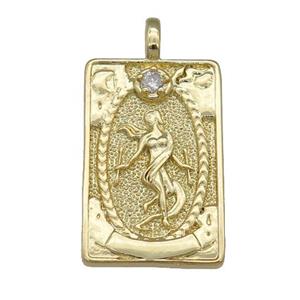 copper Tarot Card pendant, beauty, gold plated, approx 15-24mm [FN25870]