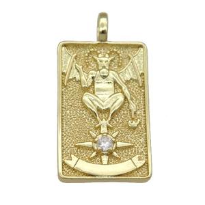 copper Tarot Card pendant, necromancer, gold plated, approx 15-24mm [FN25874]