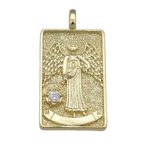 copper Tarot Card pendant, gold plated, approx 15-24mm [FN25876]