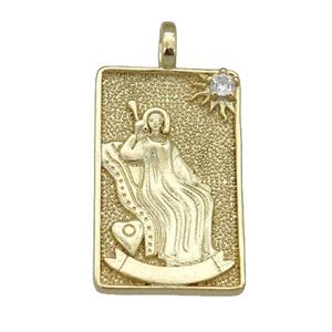 copper Tarot Card pendant, beauty, gold plated, approx 15-24mm [FN25877]