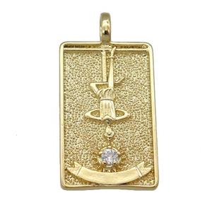 copper Tarot Card pendant, gold plated, approx 15-24mm [FN25878]