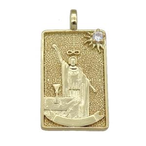 copper Tarot Card pendant, beauty, gold plated, approx 15-24mm [FN25879]