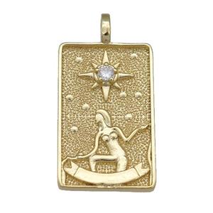 copper Tarot Card pendant, beauty, gold plated, approx 15-24mm [FN25882]