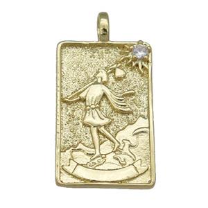 copper Tarot Card pendant, fisher, gold plated, approx 15-24mm [FN25883]