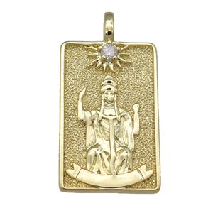 copper Tarot Card pendant, empress, gold plated, approx 15-24mm [FN25884]