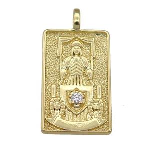 copper Tarot Card pendant, drummer, gold plated, approx 15-24mm [FN25885]