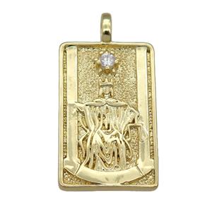 copper Tarot Card pendant, emperor, gold plated, approx 15-24mm [FN25886]