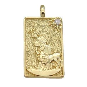 copper Tarot Card pendant, princess, gold plated, approx 15-24mm [FN25887]