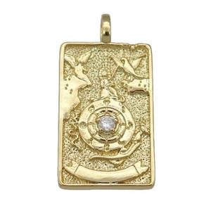 copper Tarot Card pendant, gold plated, approx 15-24mm [FN25888]