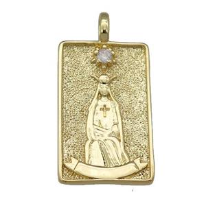 copper Tarot Card pendant, nun, gold plated, approx 15-24mm [FN25889]