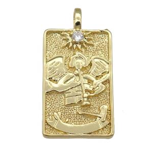 copper Tarot Card pendant, gold plated, approx 15-24mm [FN25890]