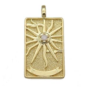 copper Tarot Card pendant, sun, gold plated, approx 15-24mm [FN25891]