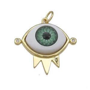 copper pendant with green Evil Eye, gold plated, approx 17-20mm [FN25913]