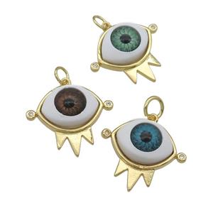 copper pendant with Evil Eye, mixed, gold plated, approx 17-20mm [FN25915]