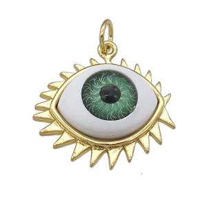 copper pendant with green Evil Eye, gold plated, approx 17-20mm [FN25917]