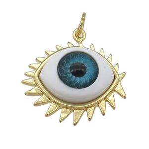 copper pendant with blue Evil Eye, gold plated, approx 17-20mm [FN25918]