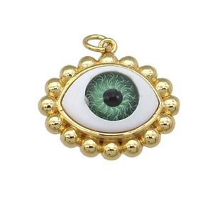 copper pendant with green Evil Eye, gold plated, approx 17-20mm [FN25933]