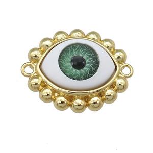 copper connector with green Evil Eye, gold plated, approx 17-20mm [FN25937]