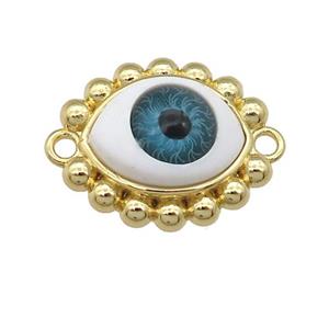 copper connector with blue Evil Eye, gold plated, approx 17-20mm [FN25938]