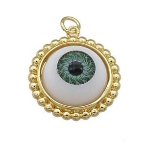 copper pendant with green Evil Eye, gold plated, approx 20mm [FN25940]