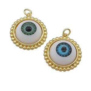 copper pendant with Evil Eye, mixed, gold plated, approx 20mm [FN25942]