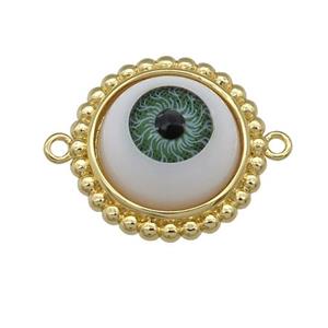 copper connector with green Evil Eye, gold plated, approx 20mm [FN25943]