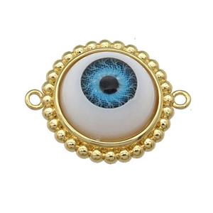 copper connector with blue Evil Eye, gold plated, approx 20mm [FN25944]