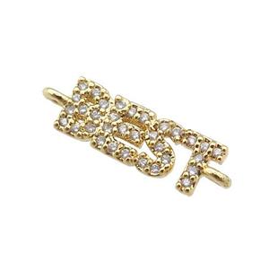 copper BEST connector pave zircon, gold plated, approx 5-14mm [FN25949]