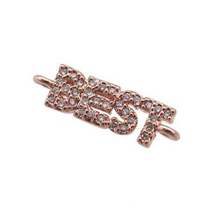 copper BEST connector pave zircon, rose gold, approx 5-14mm [FN25950]