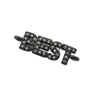 copper BEST connector pave zircon, black plated, approx 5-14mm [FN25951]
