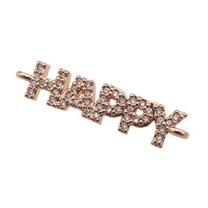 copper HAPPY connector paved zircon, rose gold, approx 5-20mm [FN25960]