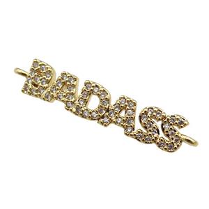 copper BADASS connector paved zircon, gold plated, approx 5-23mm [FN25964]