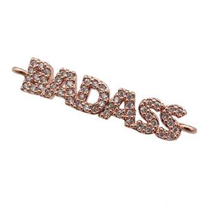 copper BADASS connector paved zircon, rose gold, approx 5-23mm [FN25965]
