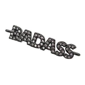 copper BADASS connector paved zircon, black plated, approx 5-23mm [FN25966]
