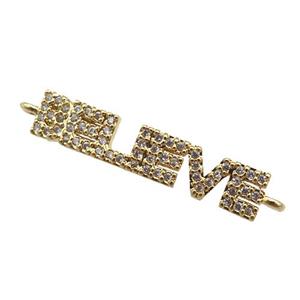 copper BELIEVE connector paved zircon, gold plated, approx 5-25mm [FN25969]