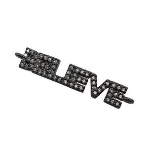 copper BELIEVE connector paved zircon, black plated, approx 5-25mm [FN25971]