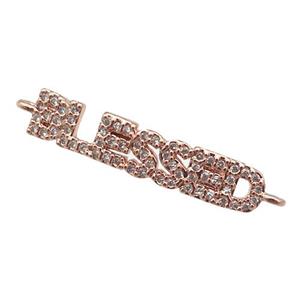 copper BLESSED connector paved zircon, rose gold, approx 5-25mm [FN25975]