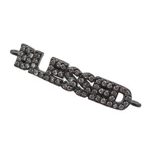 copper BLESSED connector paved zircon, black plated, approx 5-25mm [FN25976]
