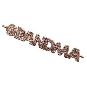 copper GRANDMA connector paved zircon, rose gold, approx 5-32mm [FN25985]
