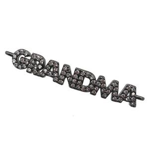 copper GRANDMA connector paved zircon, black plated, approx 5-32mm [FN25986]