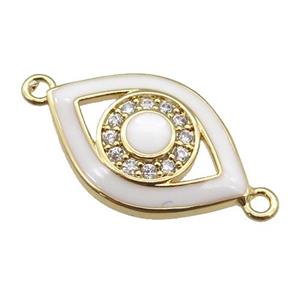 copper Eye connector paved zircon with white enamel, gold plated, approx 13-20mm [FN25995]