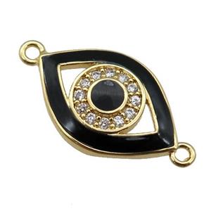 copper Eye connector paved zircon with black enamel, gold plated, approx 13-20mm [FN25996]
