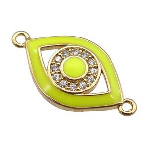 copper Eye connector paved zircon with yellow enamel, gold plated, approx 13-20mm [FN25998]