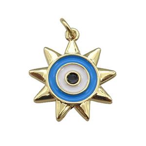 copper Sun Eye pendant with enamel, gold plated, approx 18.5mm [FN26001]