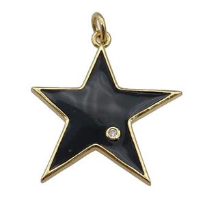 copper Star pendant with black enamel, gold plated, approx 22mm [FN26002]