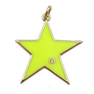 copper Star pendant with yellow enamel, gold plated, approx 22mm [FN26008]