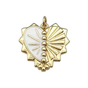 copper Heart pendant with white enamel, gold plated, approx 20-22mm [FN26037]